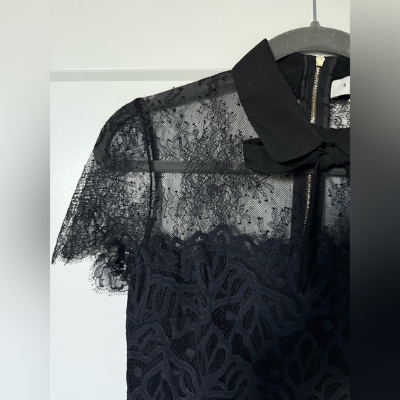 Sandro Women’s Black Mini Lace-panel Dress Fitted Size 1 - Picture 7 of 14